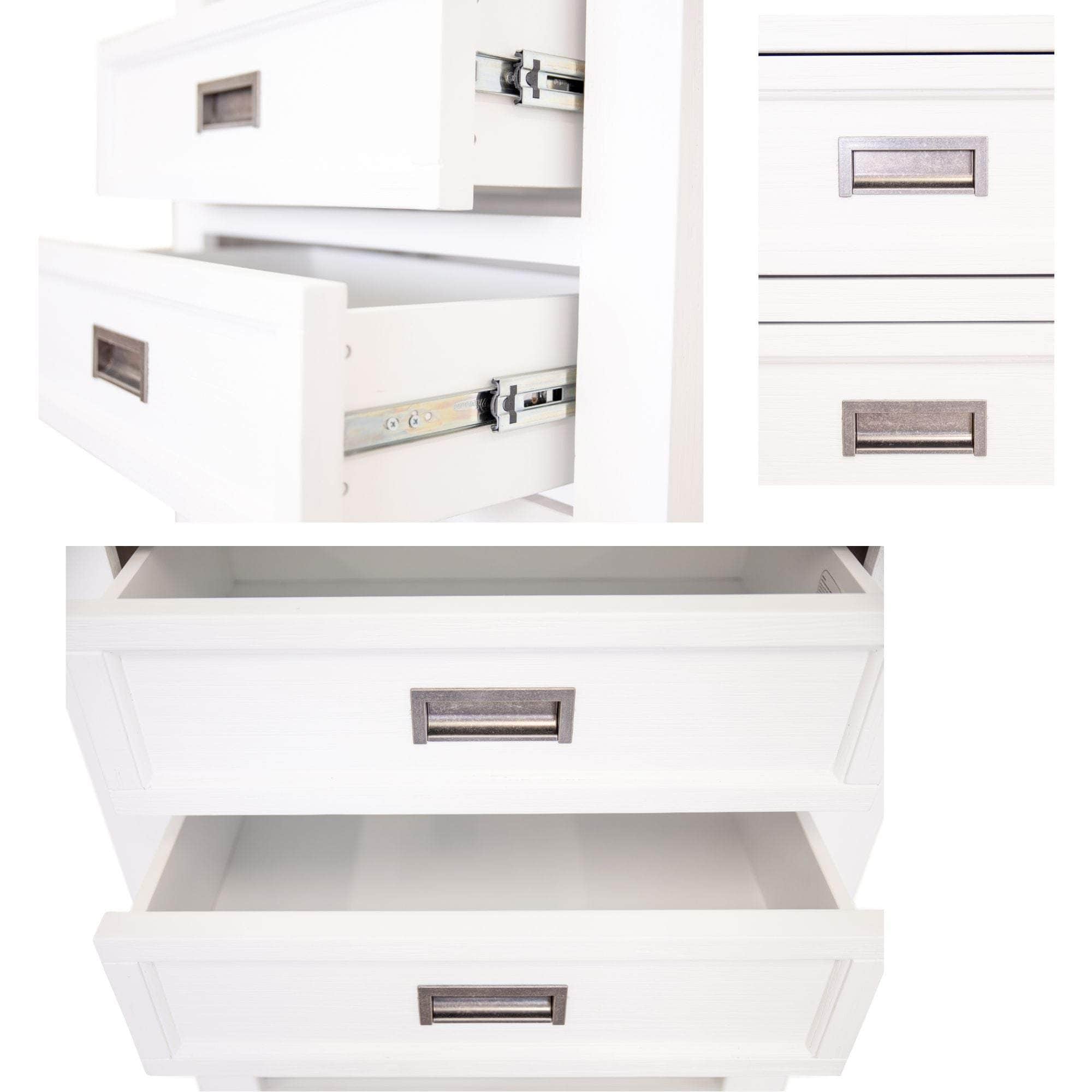 White Coastal Furniture with 4-Tier Solid Acacia Wood Bookshelf Bookcase