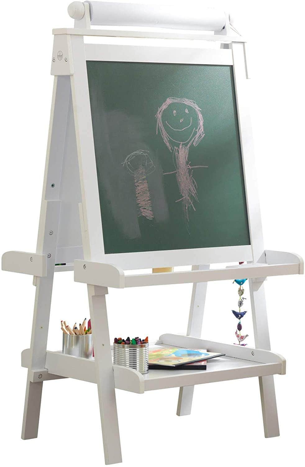 White Deluxe Wood Easel Set For Kids