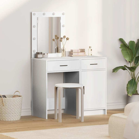 White Dressing Table Set 2 Piece LED Lights