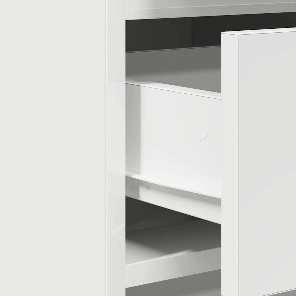 White Dressing Table Set 2 Piece LED Lights Drawer Engineered Wood Vanity Unit