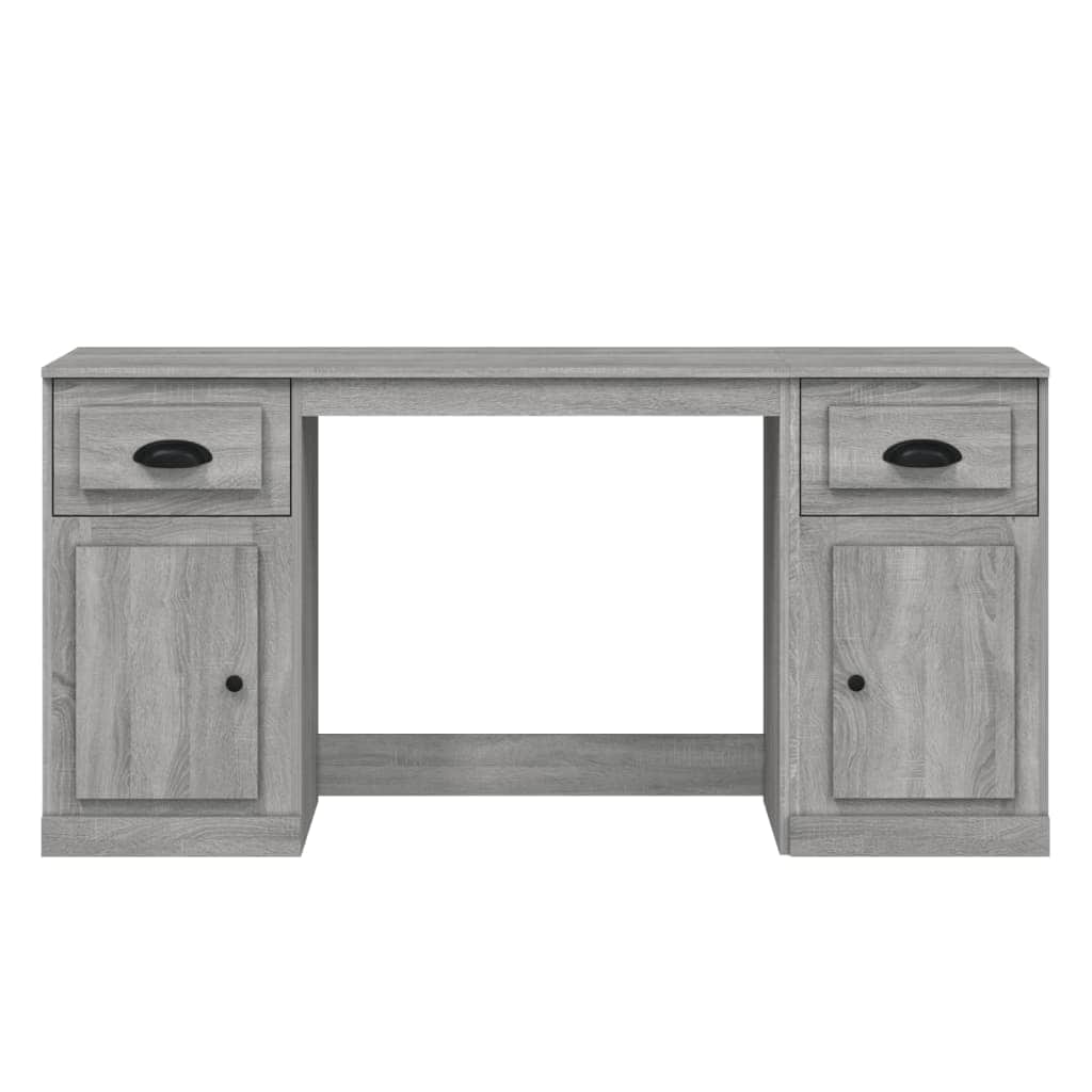 White Engineered Wood Desk with Cabinet