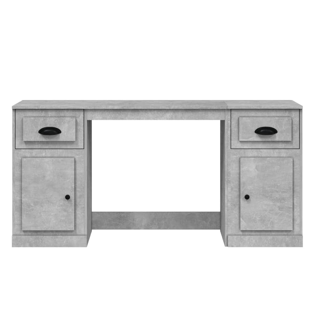 White Engineered Wood Desk with Cabinet