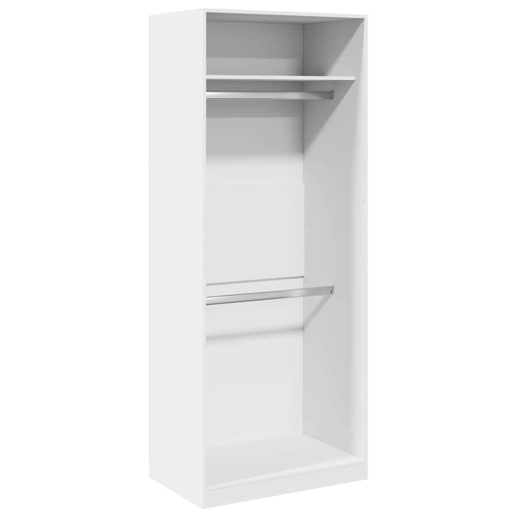 White Engineered Wood Wardrobe 2-Compartment Compact Storage Cabinet for Clothes