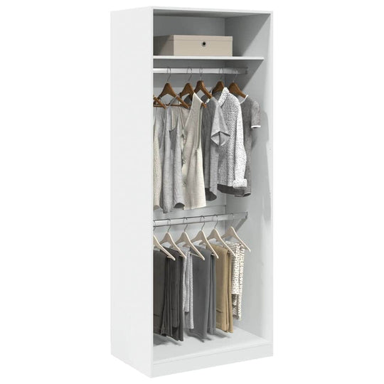 White Engineered Wood Wardrobe 2-Compartment Compact Storage