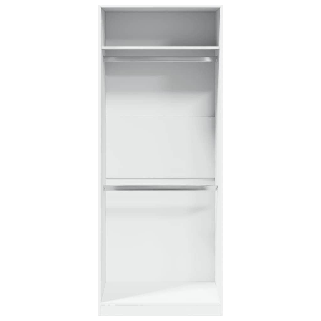 White Engineered Wood Wardrobe 2-Compartment Compact Storage Cabinet for Clothes