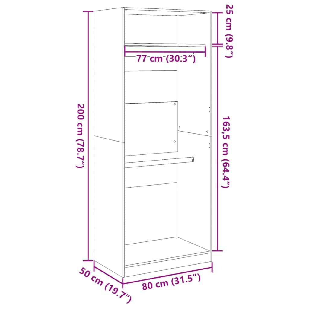 White Engineered Wood Wardrobe 2-Compartment Compact Storage Cabinet for Clothes