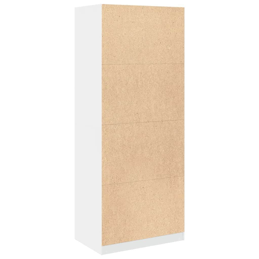 White Engineered Wood Wardrobe 2-Compartment Compact Storage Cabinet for Clothes