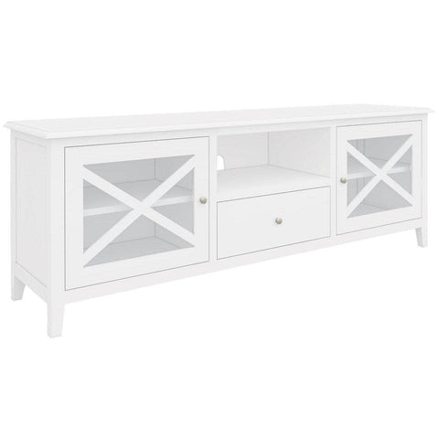 White Entertainment TV Unit in 210cm Solid Acacia Wood