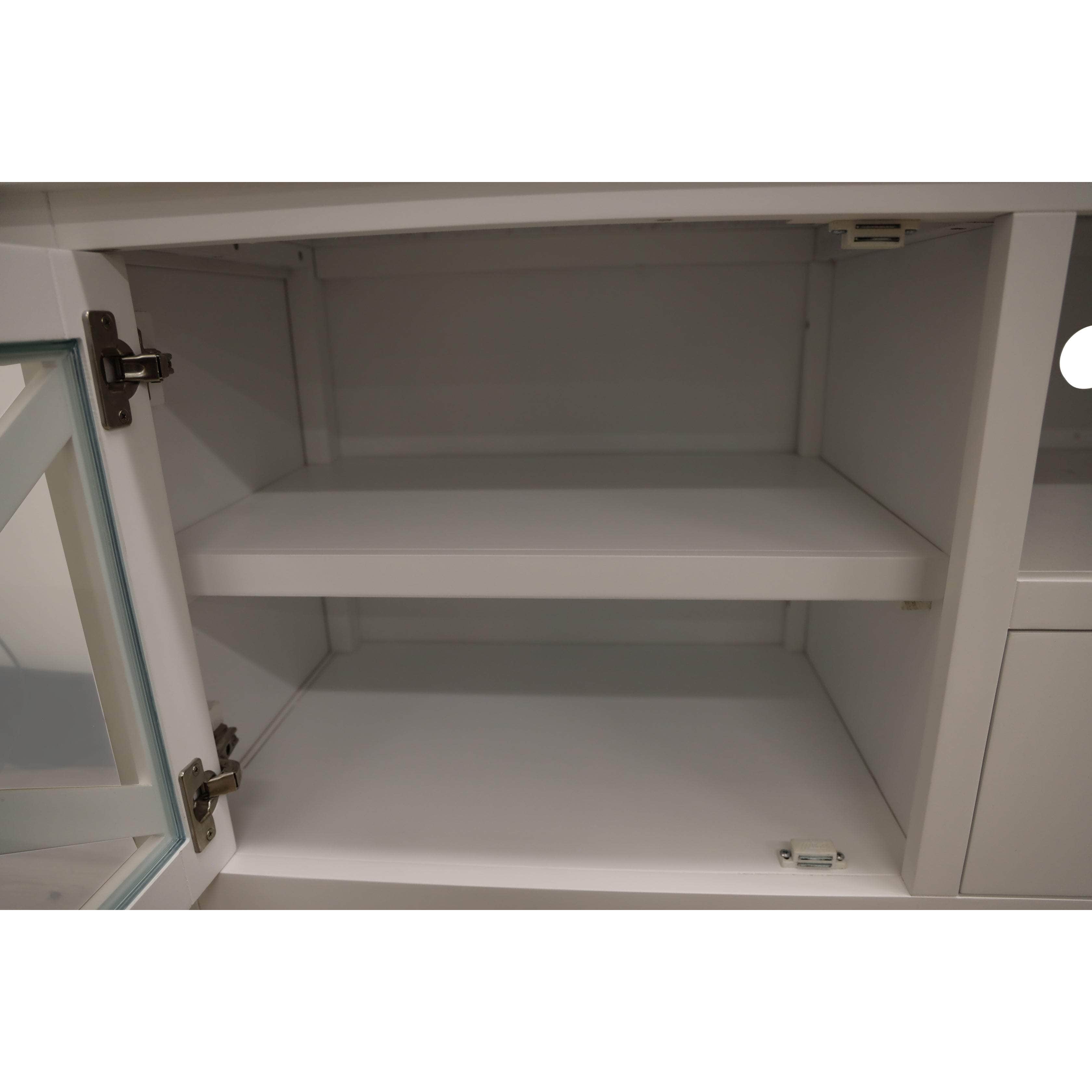 White Entertainment TV Unit in 210cm Solid Acacia Wood