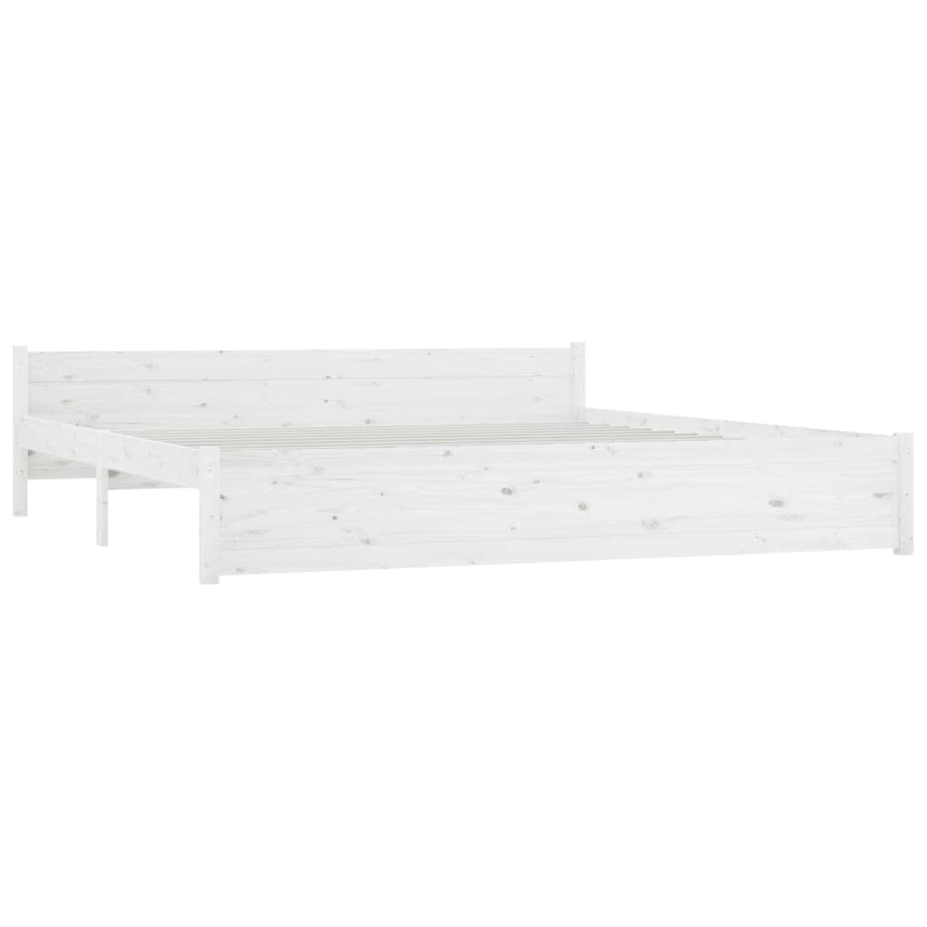White King Bed Frame with Drawers Solid Pine Wood Storage Headboard