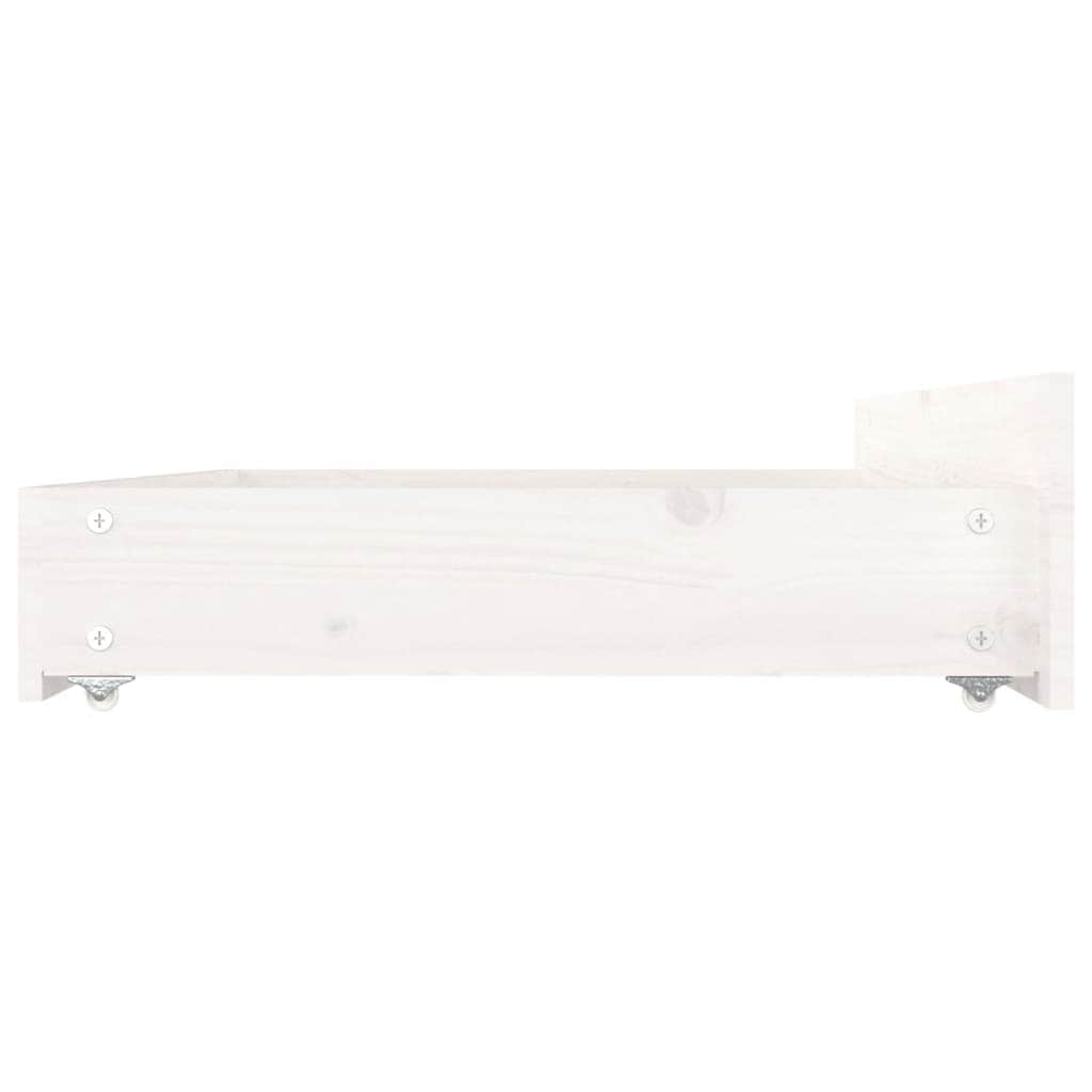 White King Bed Frame with Drawers Solid Pine Wood Storage Headboard