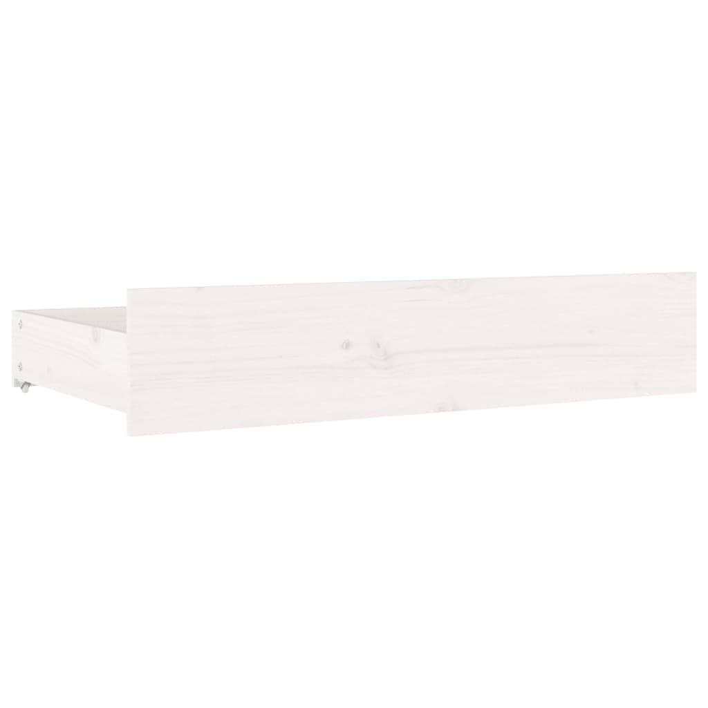 White King Bed Frame with Drawers Solid Pine Wood Storage Headboard