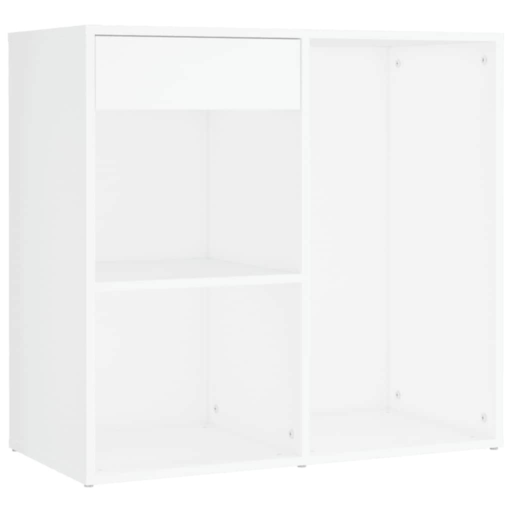 White LED Dressing Table with Cabinet Engineered Wood Storage Vanity Unit