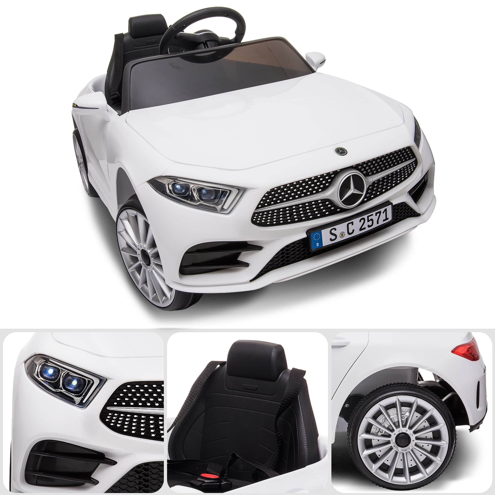 White Mercedes Benz CLS 350 Kids Electric Ride-On Car with Remote