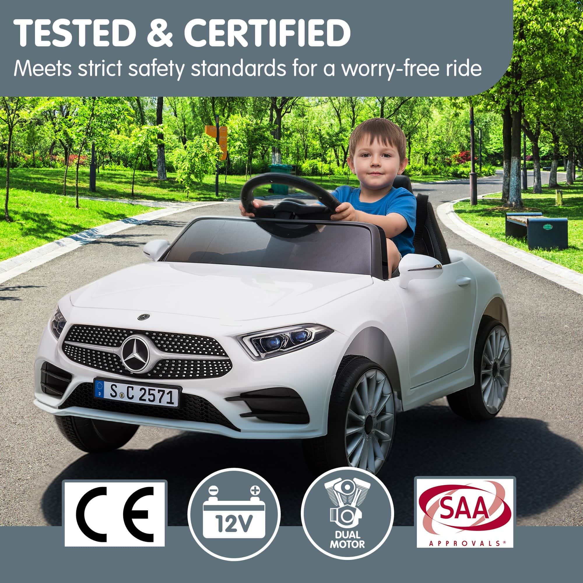 White Mercedes Benz CLS 350 Kids Electric Ride-On Car with Remote