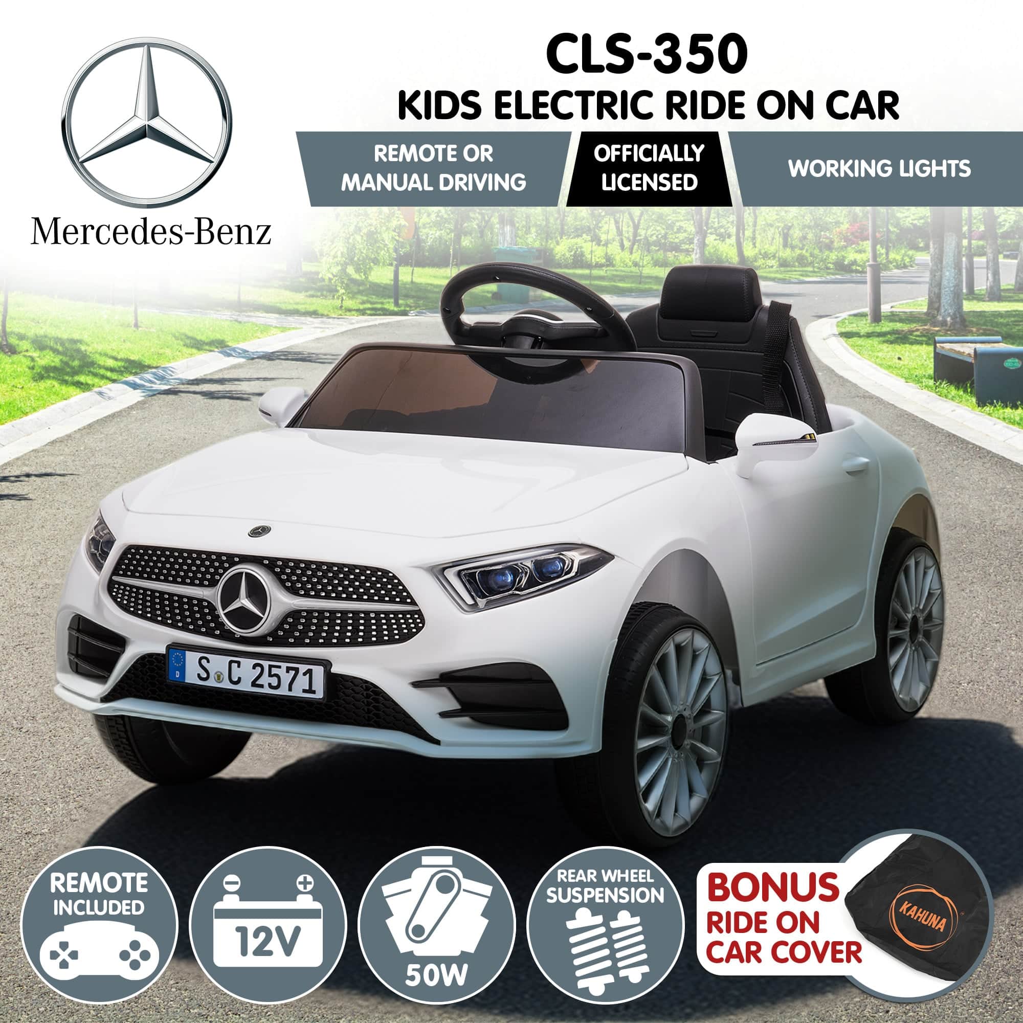 White Mercedes Benz CLS 350 Kids Electric Ride-On Car with Remote