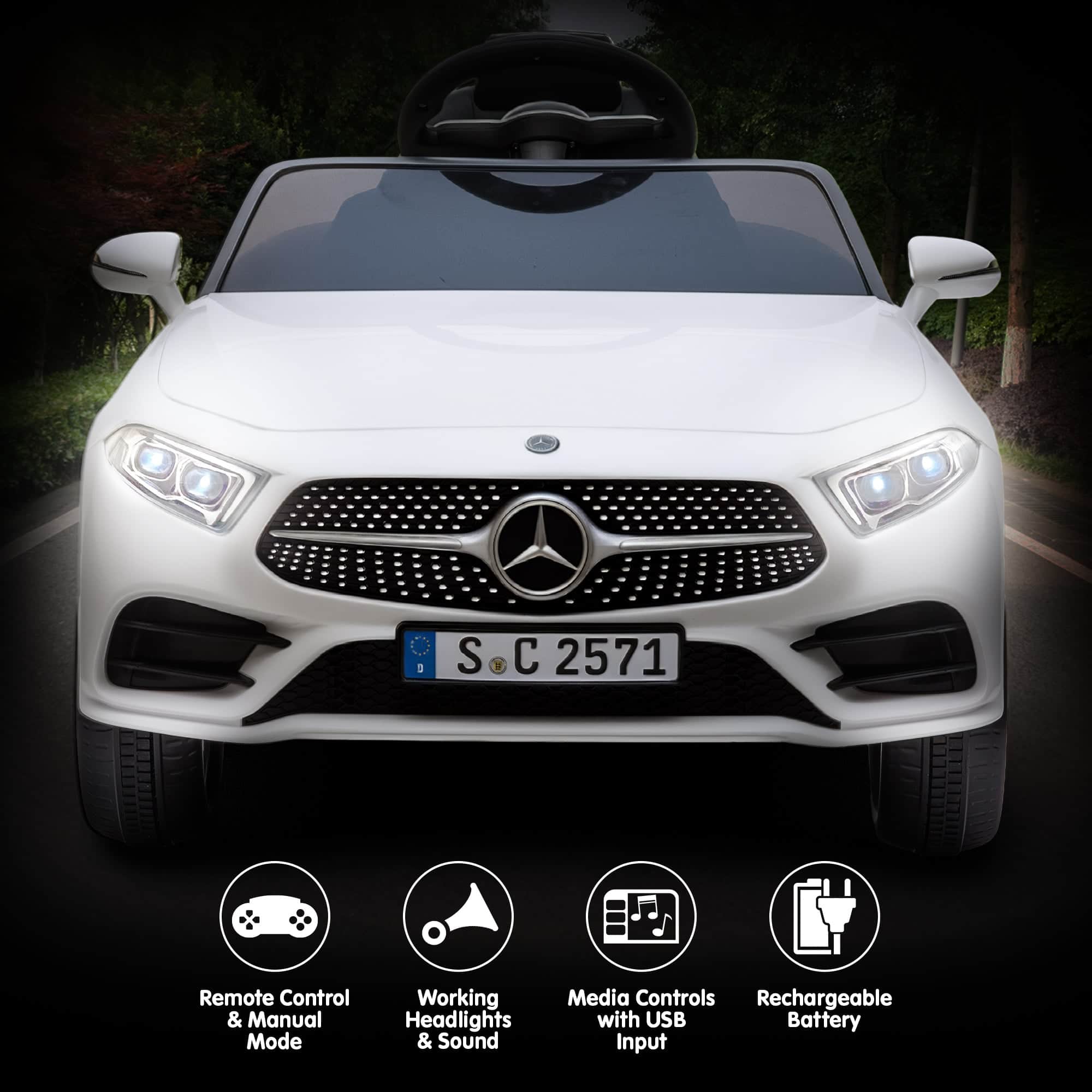 White Mercedes Benz CLS 350 Kids Electric Ride-On Car with Remote