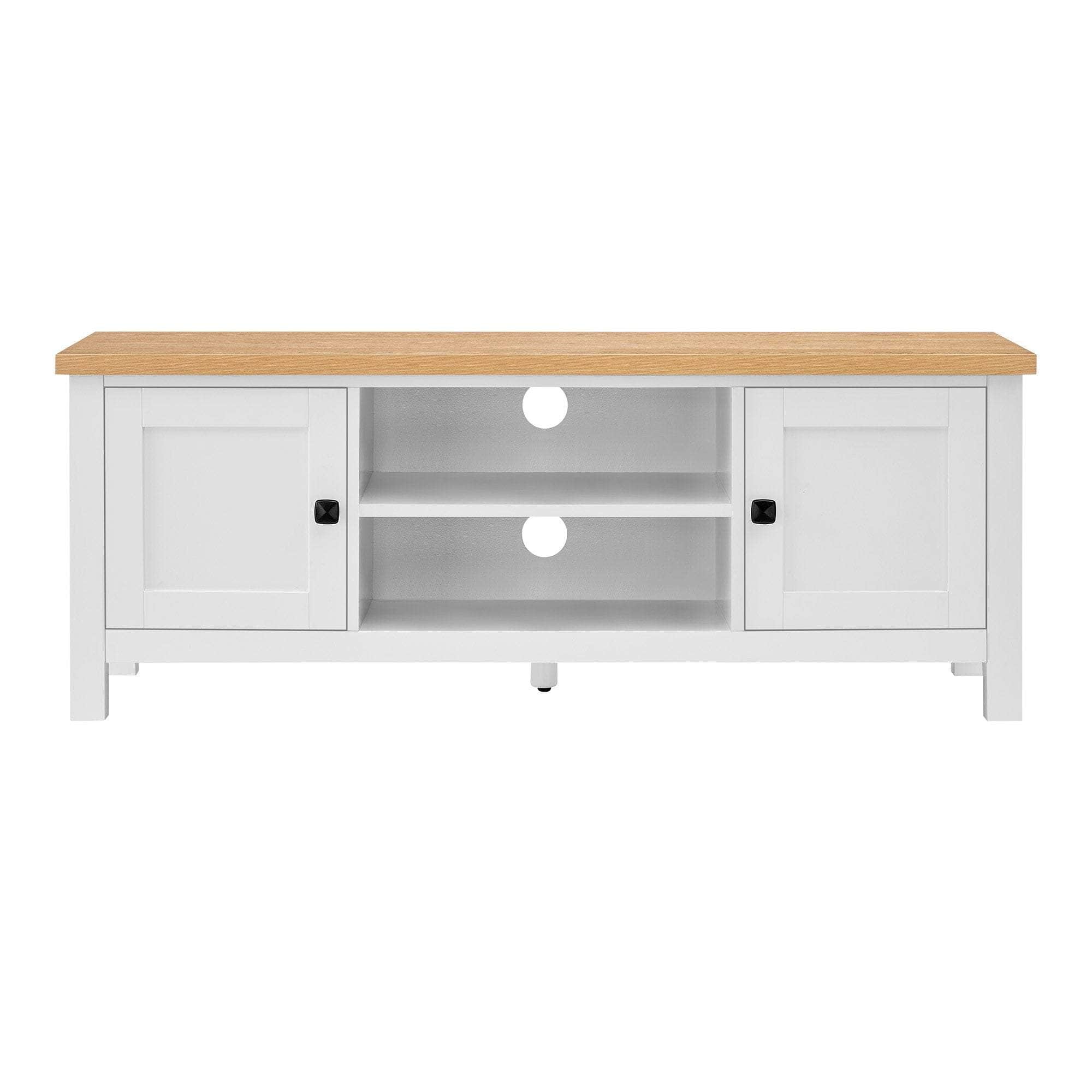 White Natural TV Stand Modern Media Unit