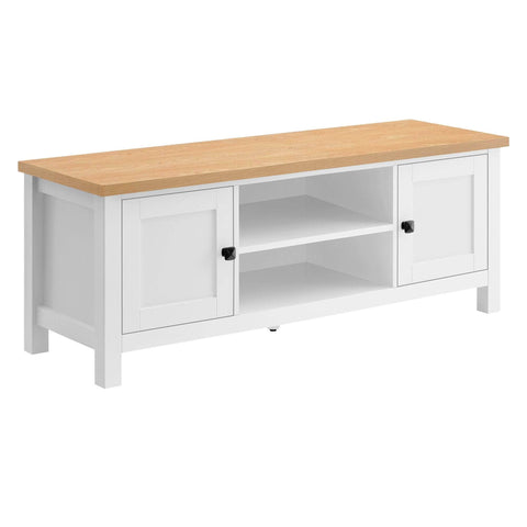 White Natural TV Stand Modern Media Unit