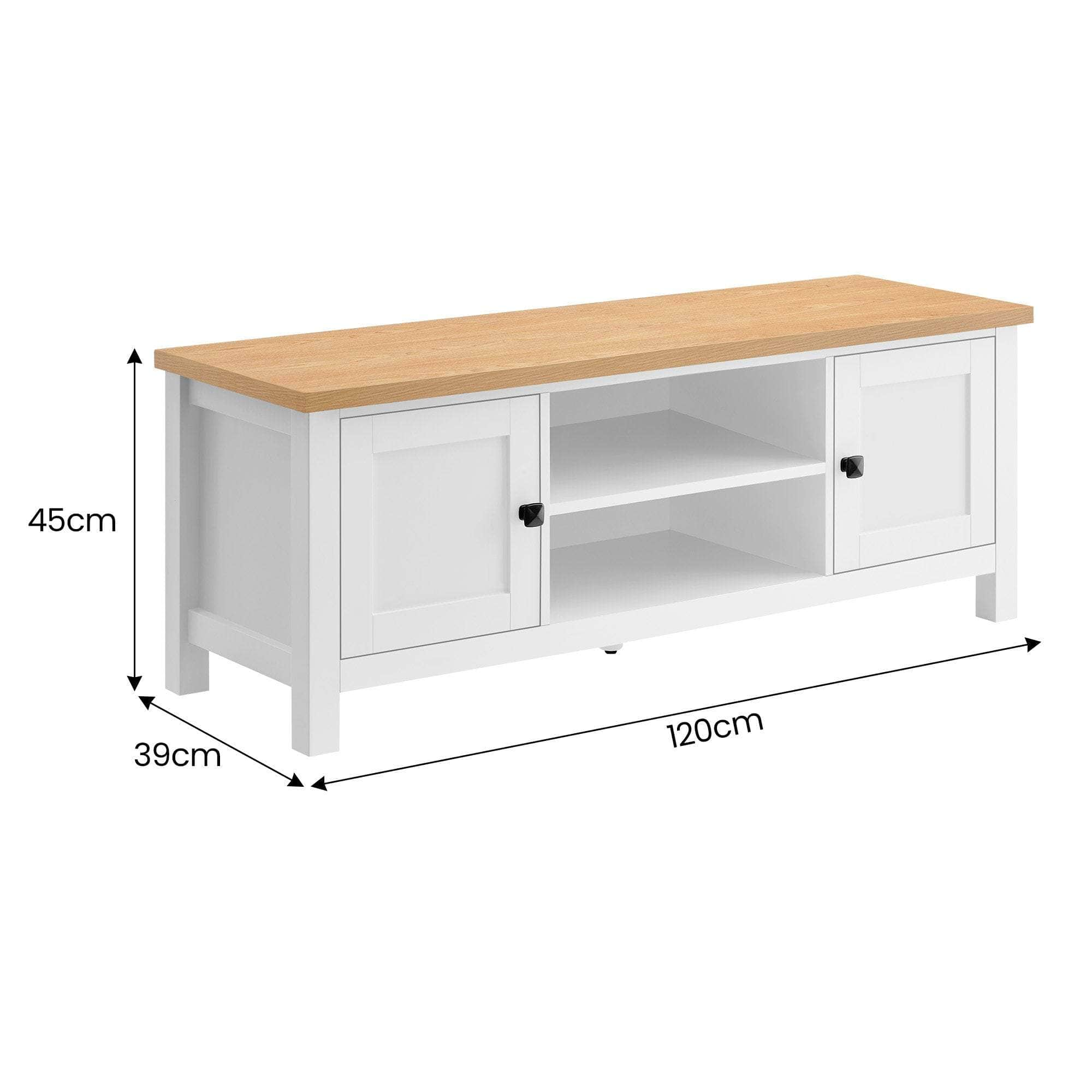 White Natural TV Stand Modern Media Unit