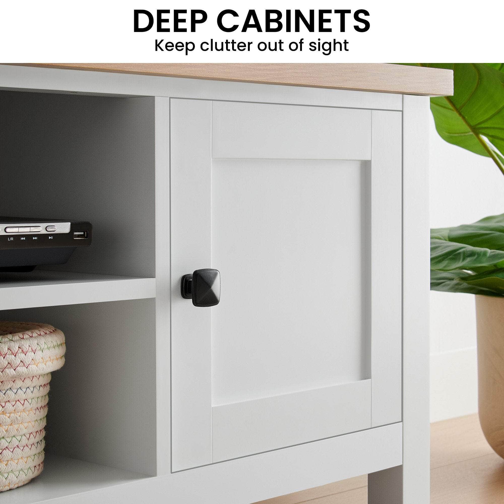 White Natural TV Stand Modern Media Unit