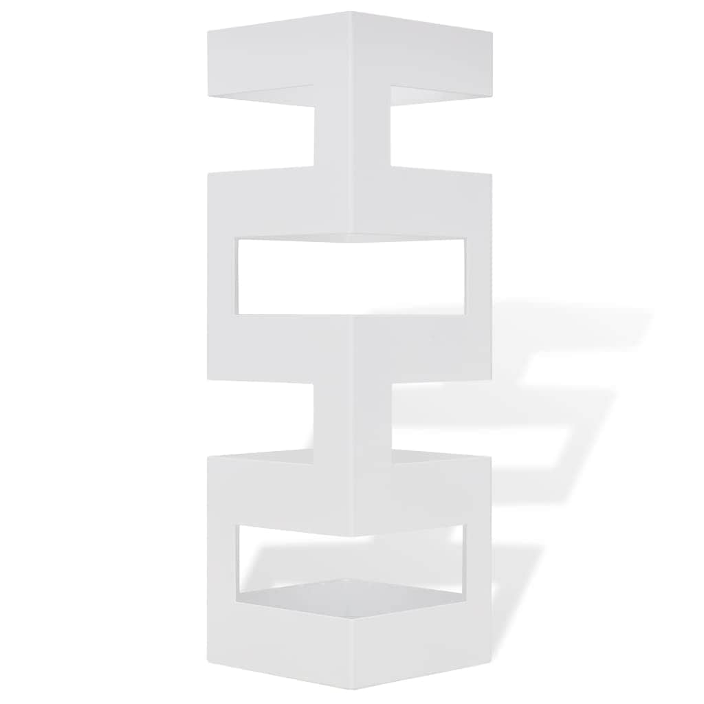 White Square Umbrella Stand Storage Holder Walking Stick Steel 48.5 cm