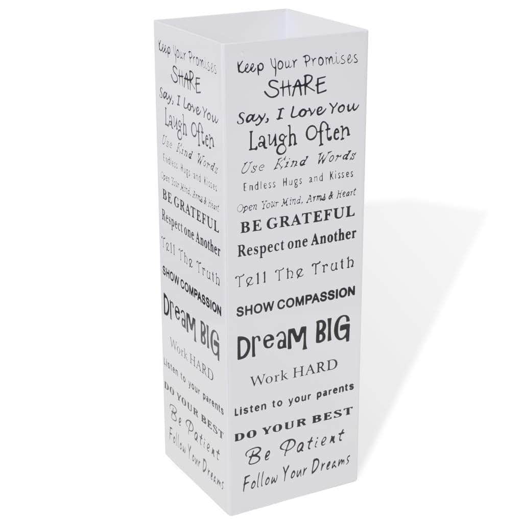 White Square Umbrella Stand Storage Holder Walking Stick Steel 48.5 cm