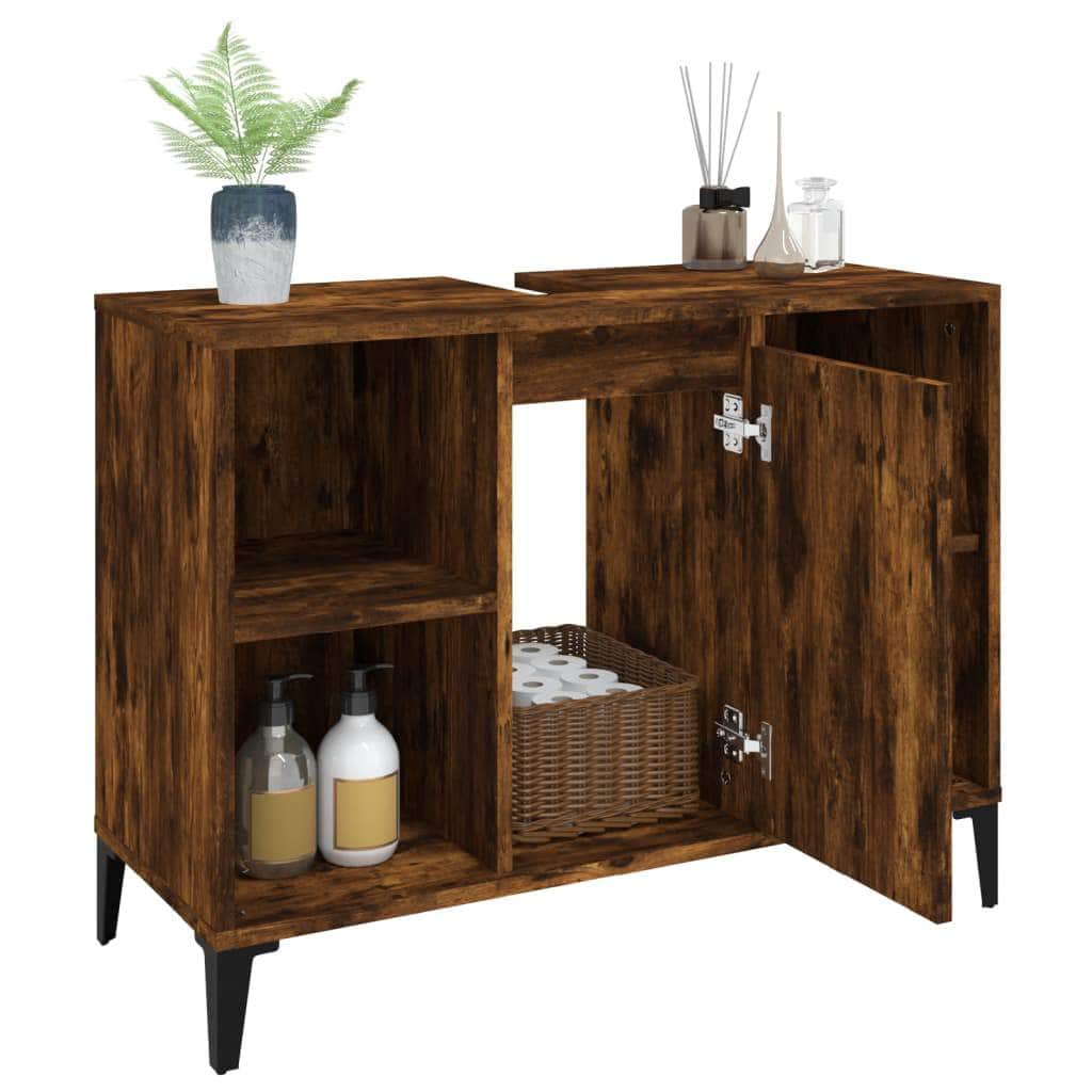 White Tinted Engineered Wooden Basin Organizer