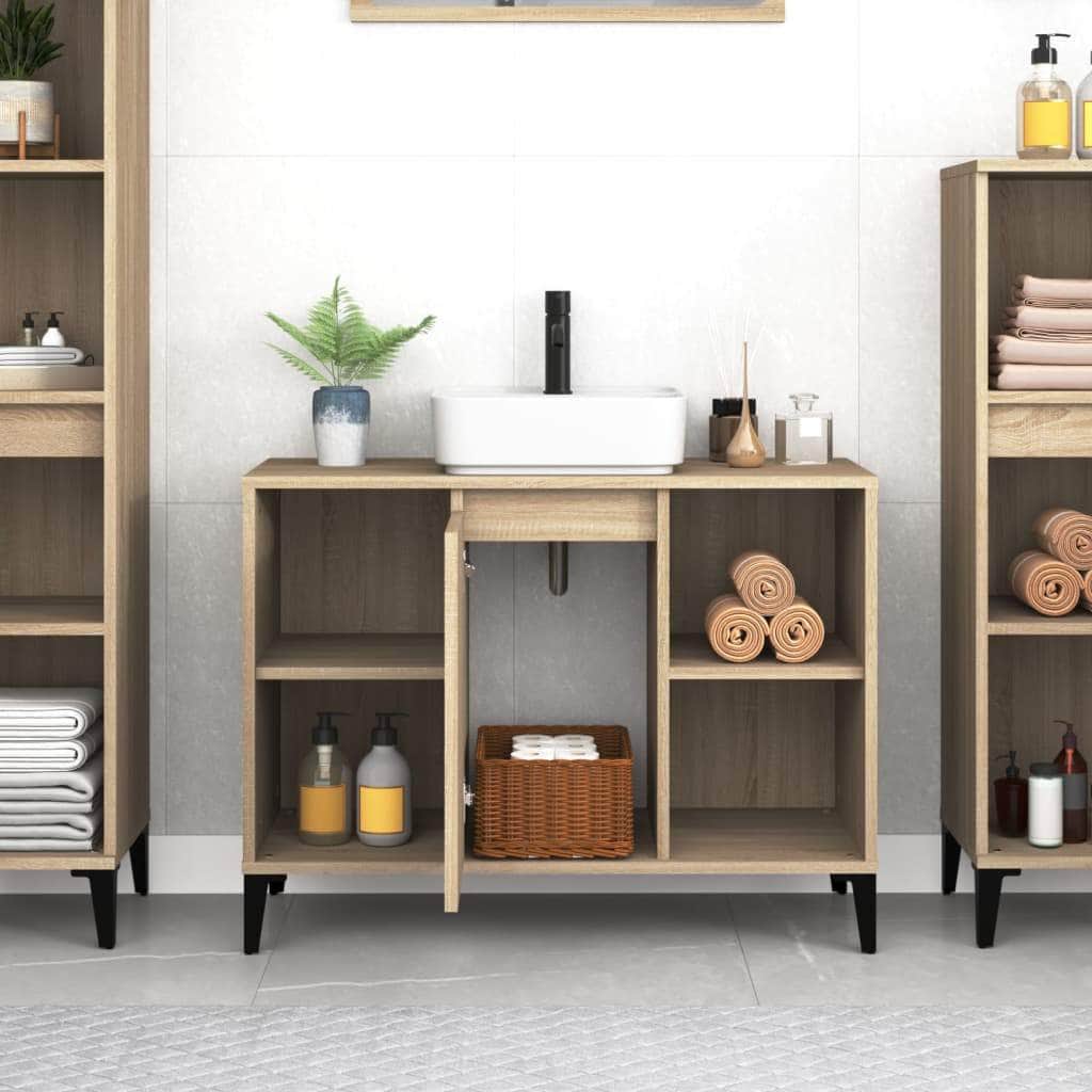 White Tinted Engineered Wooden Basin Organizer