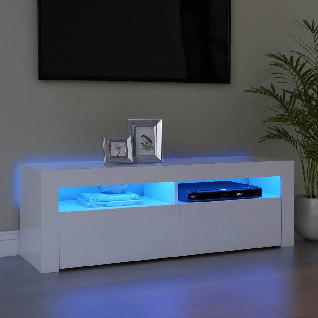 White TV Cabinet with LED Lights