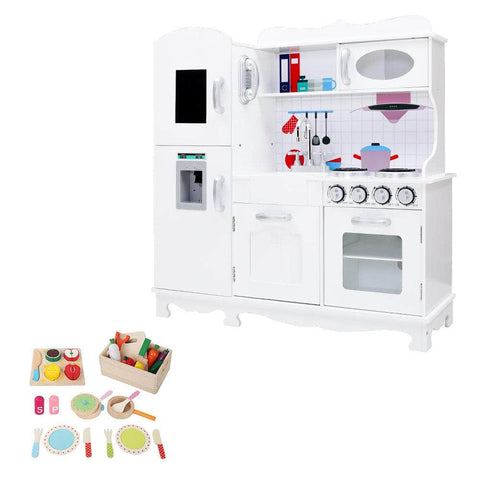 White Wooden Kitchen Sets for Pretend Play Cooking