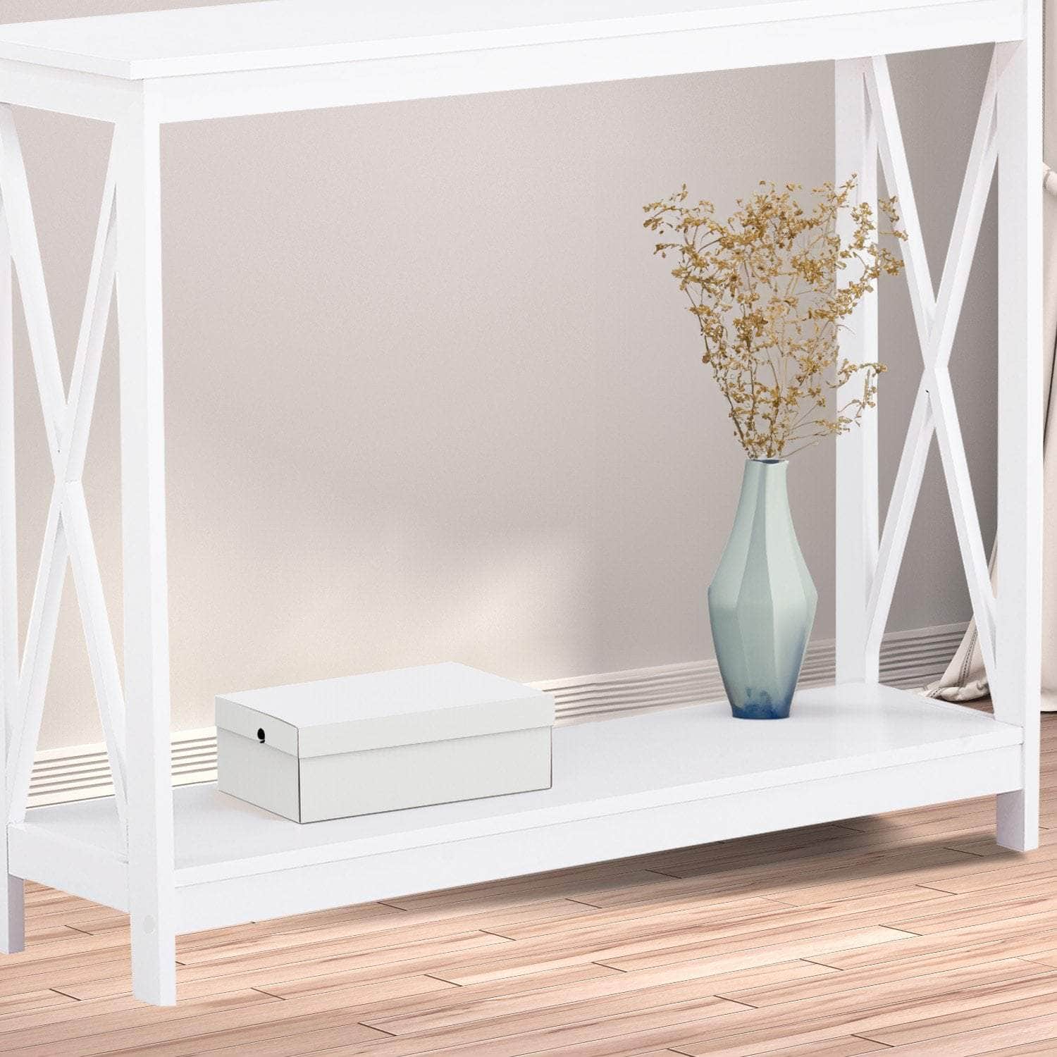White X-Frame Console Table for Modern Elegance