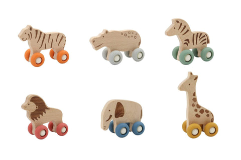 Wildlife Wooden Animal With Silicone Wheels