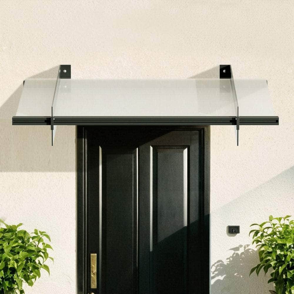 Window Door Awning Canopy 1Mx1M Flat Transparent Sheet Metal Frame