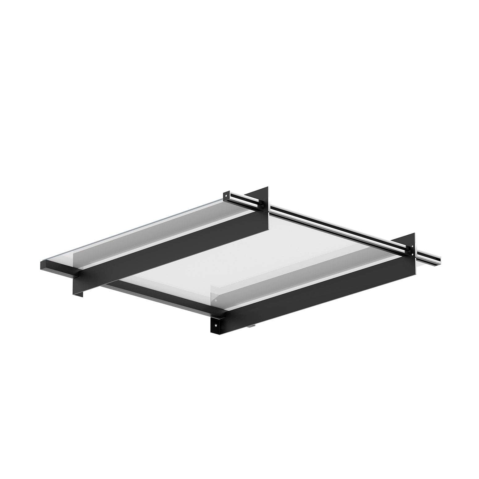 Window Door Awning Canopy 1Mx1M Flat Transparent Sheet Metal Frame