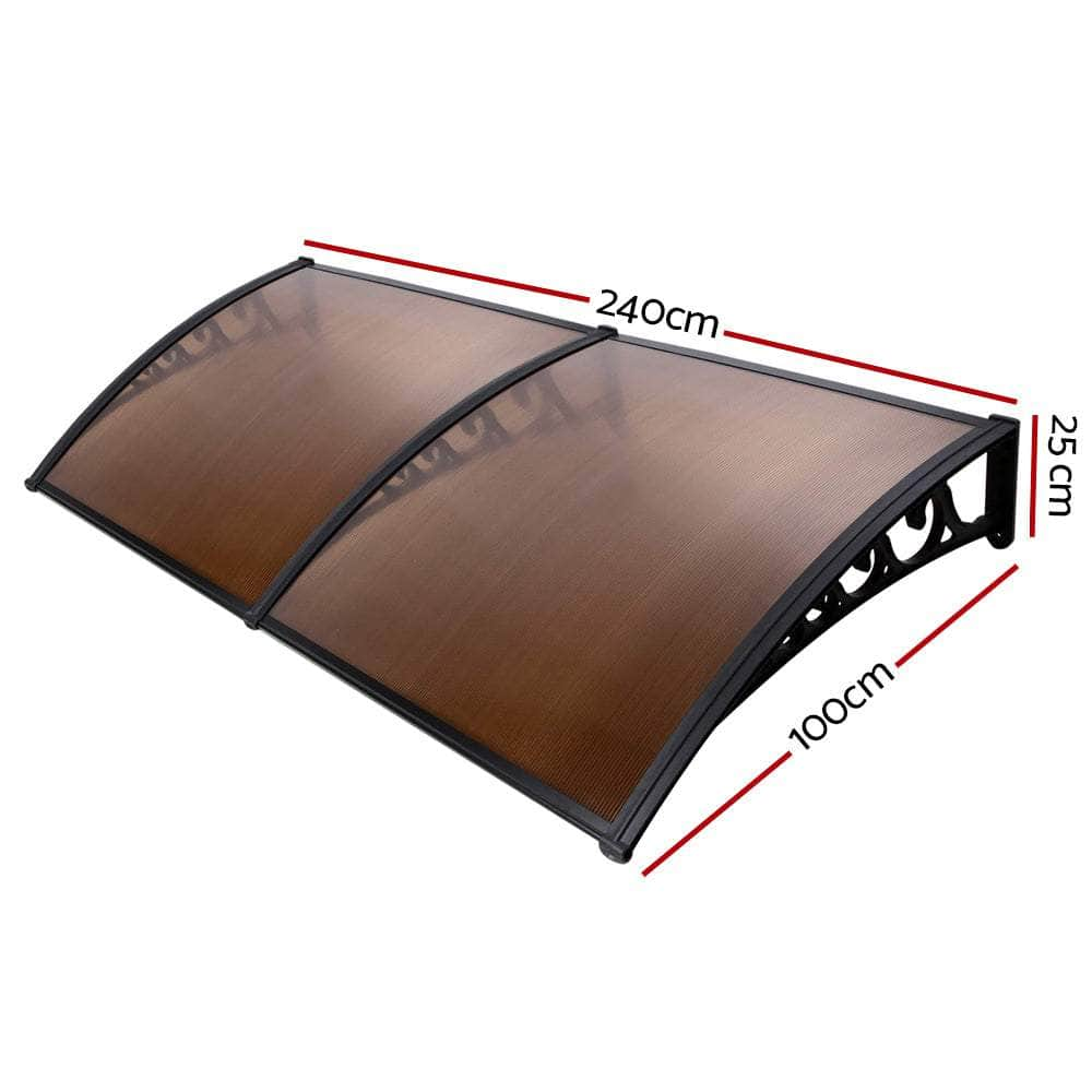 Window Door Awning Outdoor Canopy SunShield Patio 1mx2.4m DIY Brown