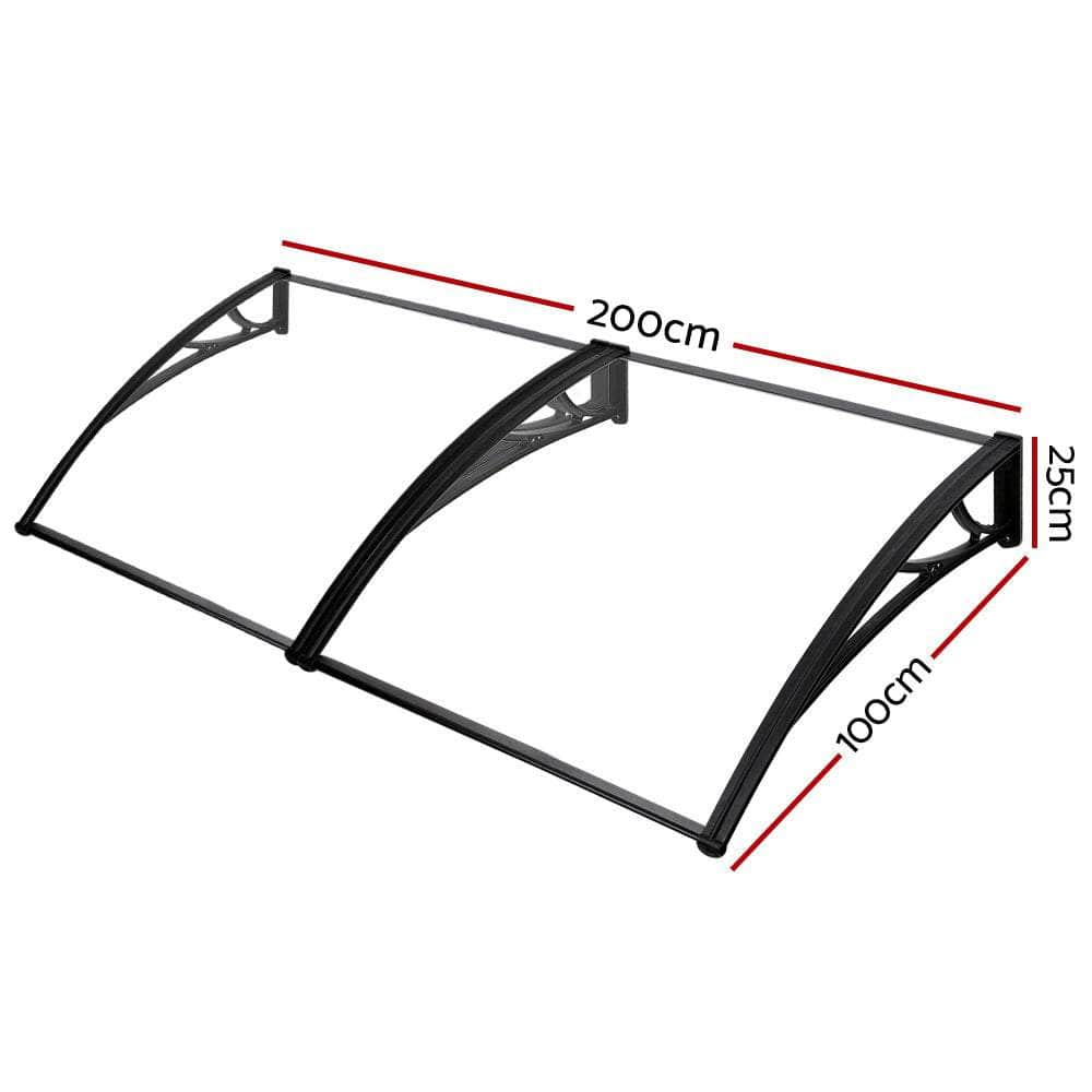 Window Door Awning Outdoor Solid Polycarbonate Canopy Patio 1mx2m DIY