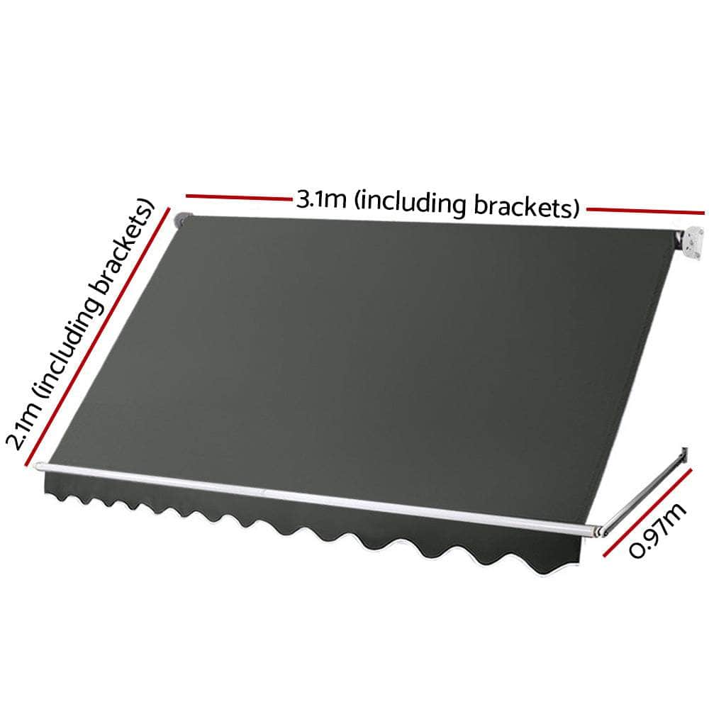 Window Fixed Pivot Arm Awning Outdoor Blinds Retractable Canopy3.1X2.1M
