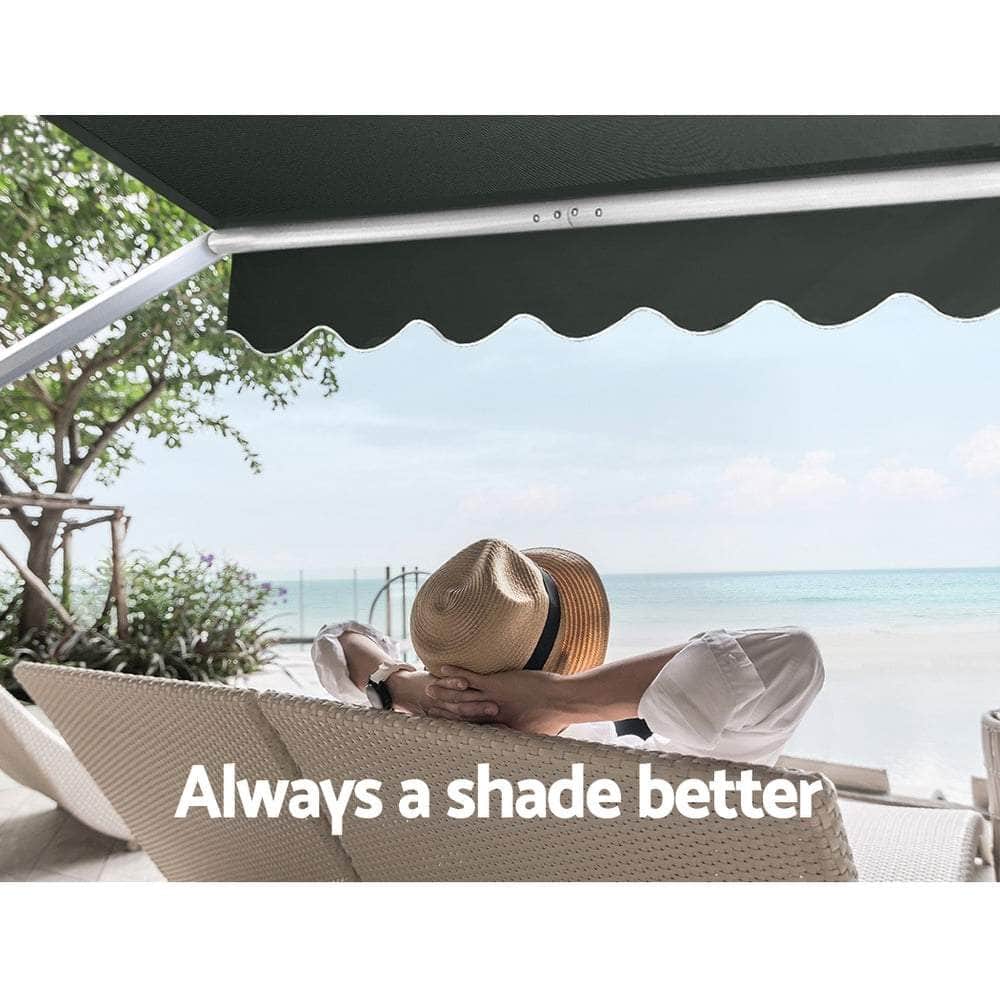 Window Fixed Pivot Arm Awning Patio Outdoor Blinds Retractable 2.8X2.1M