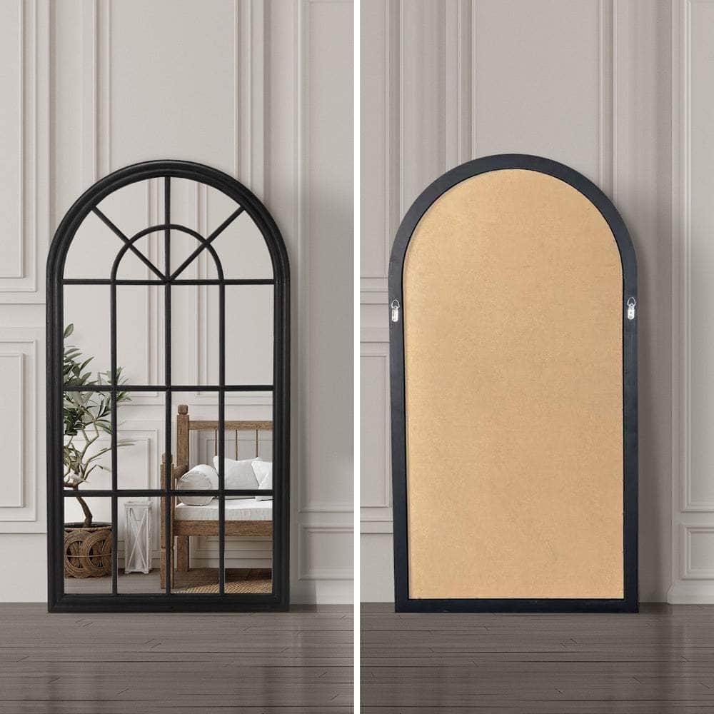 Window Mirror Arched Wall Mirror 76x51cm Black