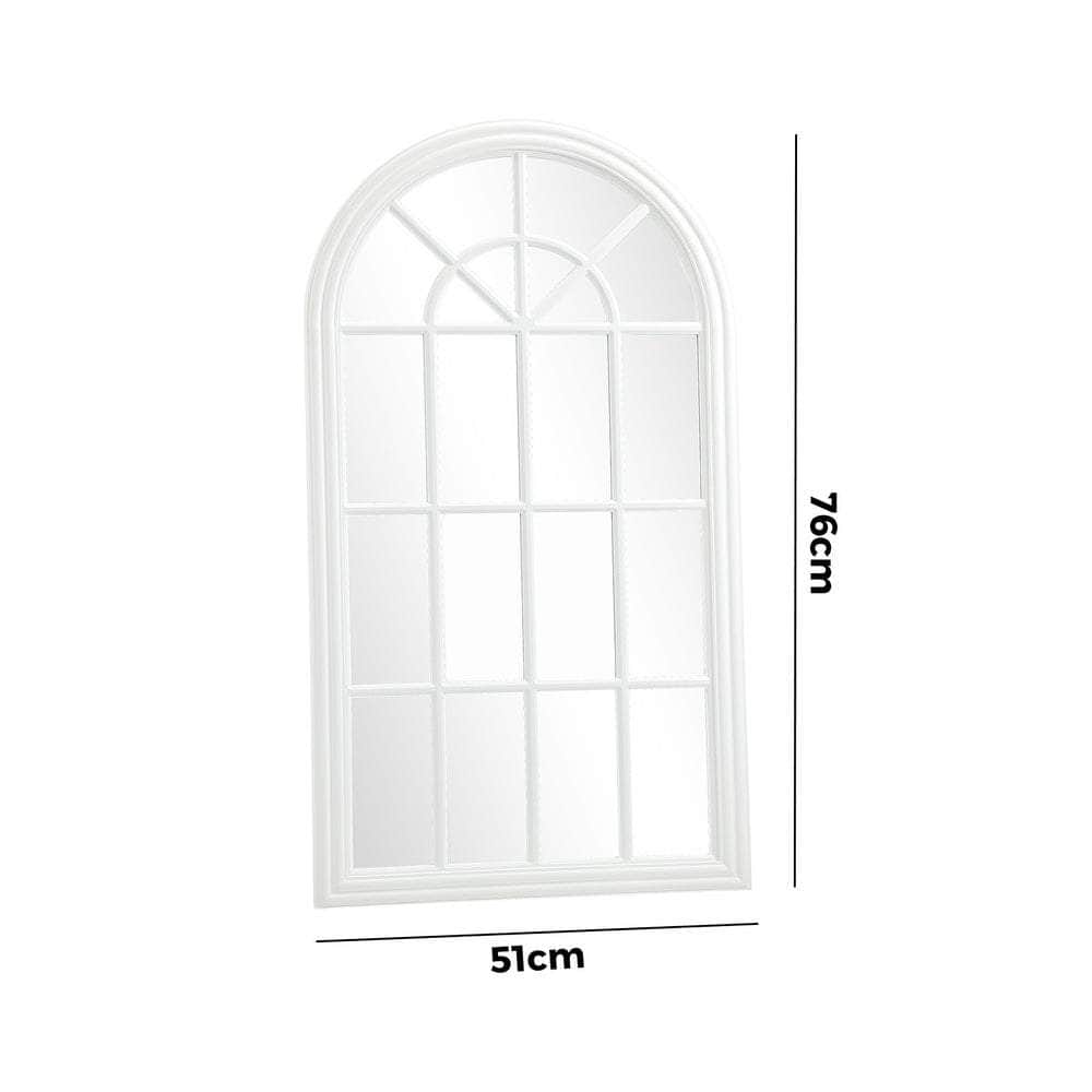 Window Mirror Arched Wall Mirrors 76x51cm Wooden White