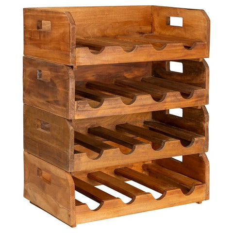 Wine Racks 4 pcs for 16 Bottles Solid Reclaimed Wood