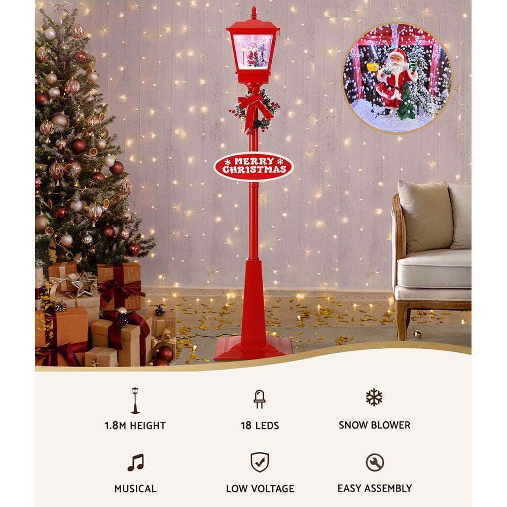 Winter Wonderland Glow 1.8M Christmas Lamp Post Lights with Falling Snow
