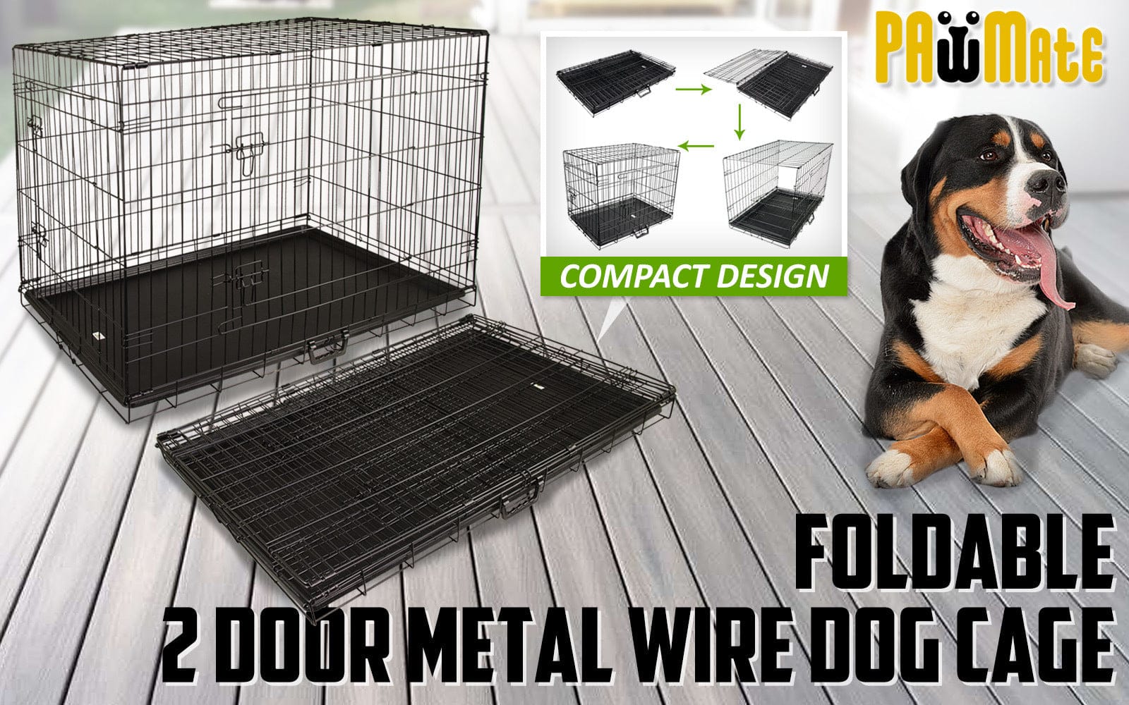 Wire Dog Cage Foldable Crate Kennel 36in with Tray, Dog Playpens & Gates - photo 12