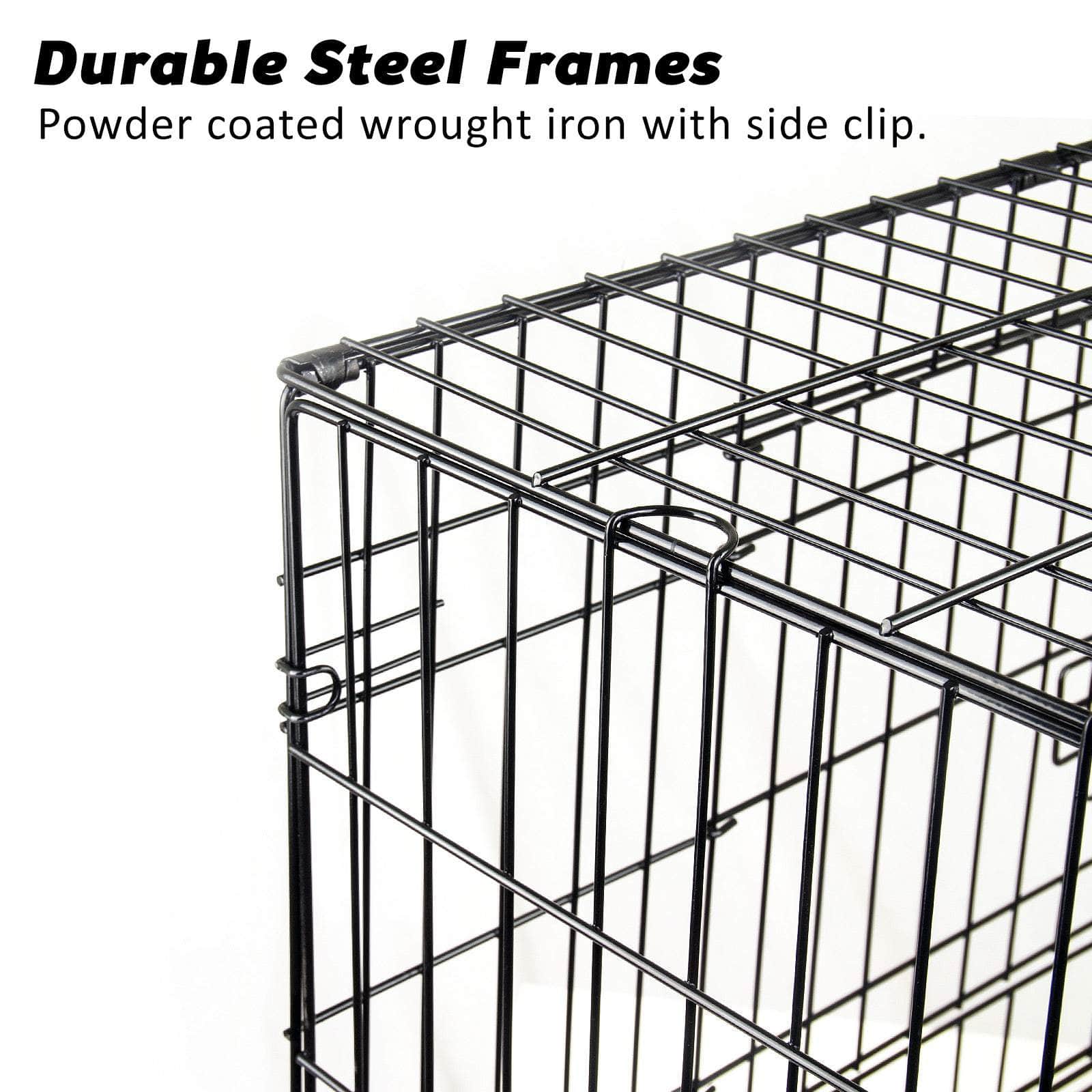 Wire Dog Cage Foldable Crate Kennel 42In With Tray + Cushion Mat Combo