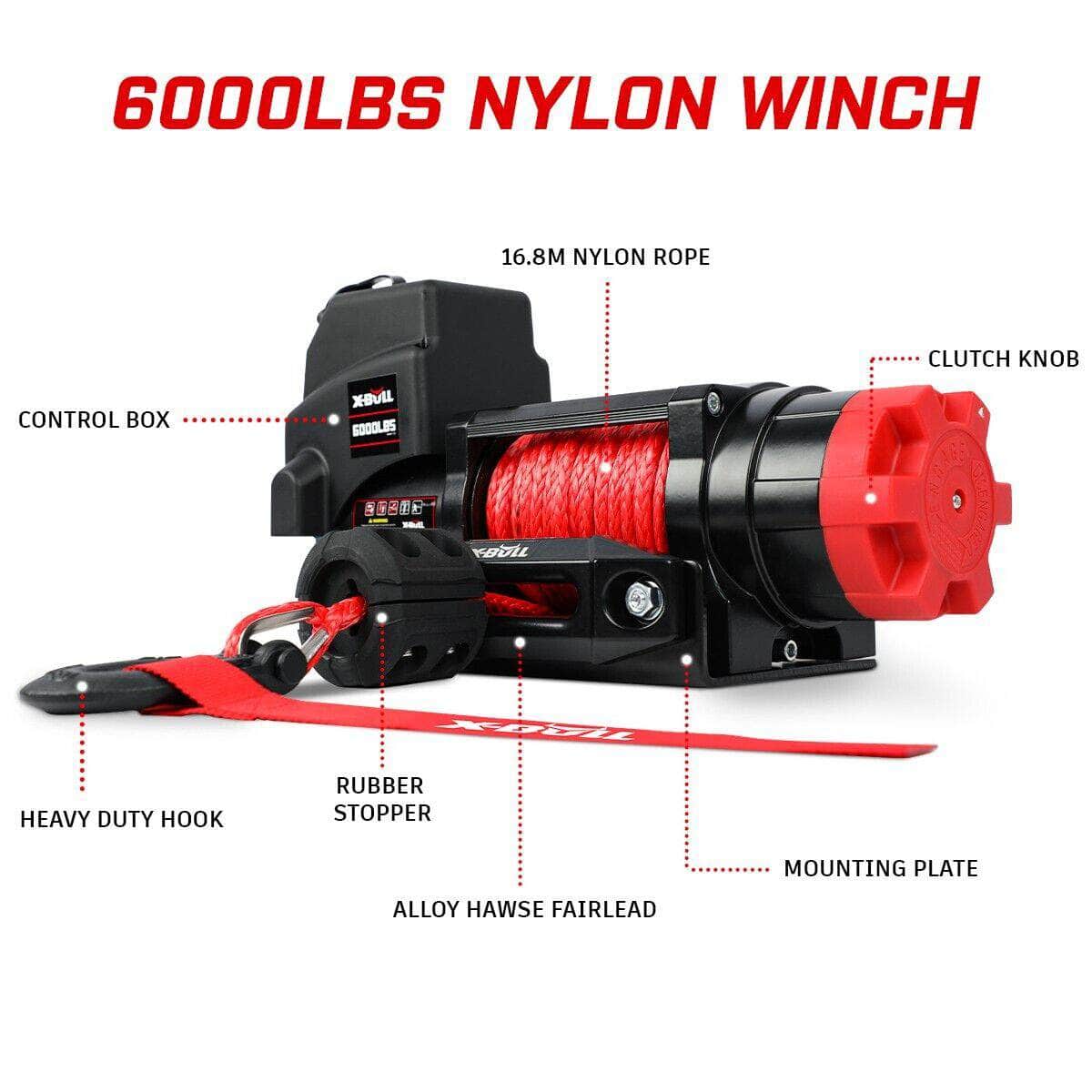 Wireless 12V Synthetic Rope Electric Winch 6000Lbs Boat Atv