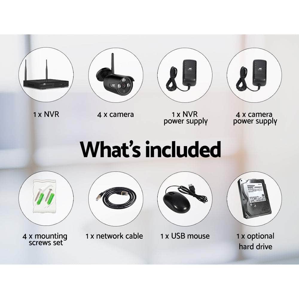 Wireless Cctv Security System 8Ch 3Mp 4 Bullet Cameras 1Tb