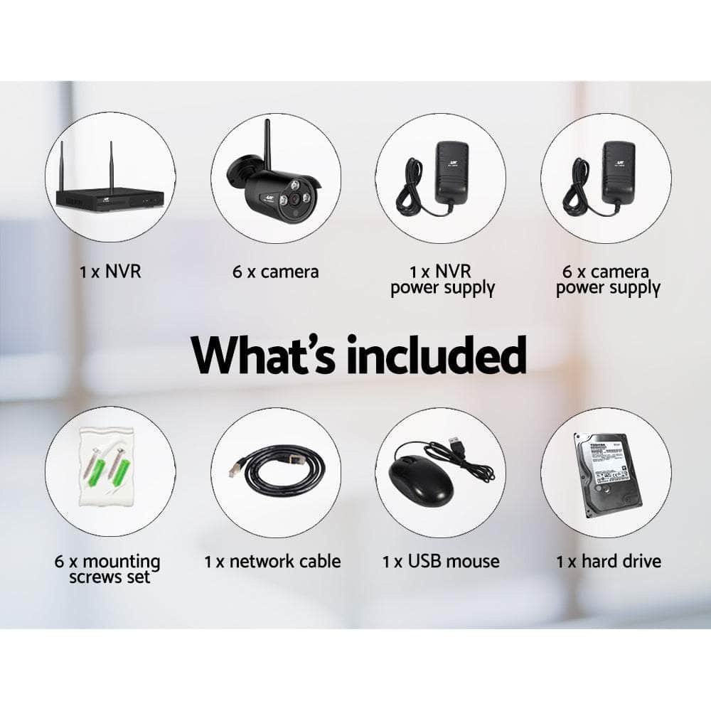 Wireless Cctv Security System 8Ch 3Mp 6 Bullet Cameras 1Tb