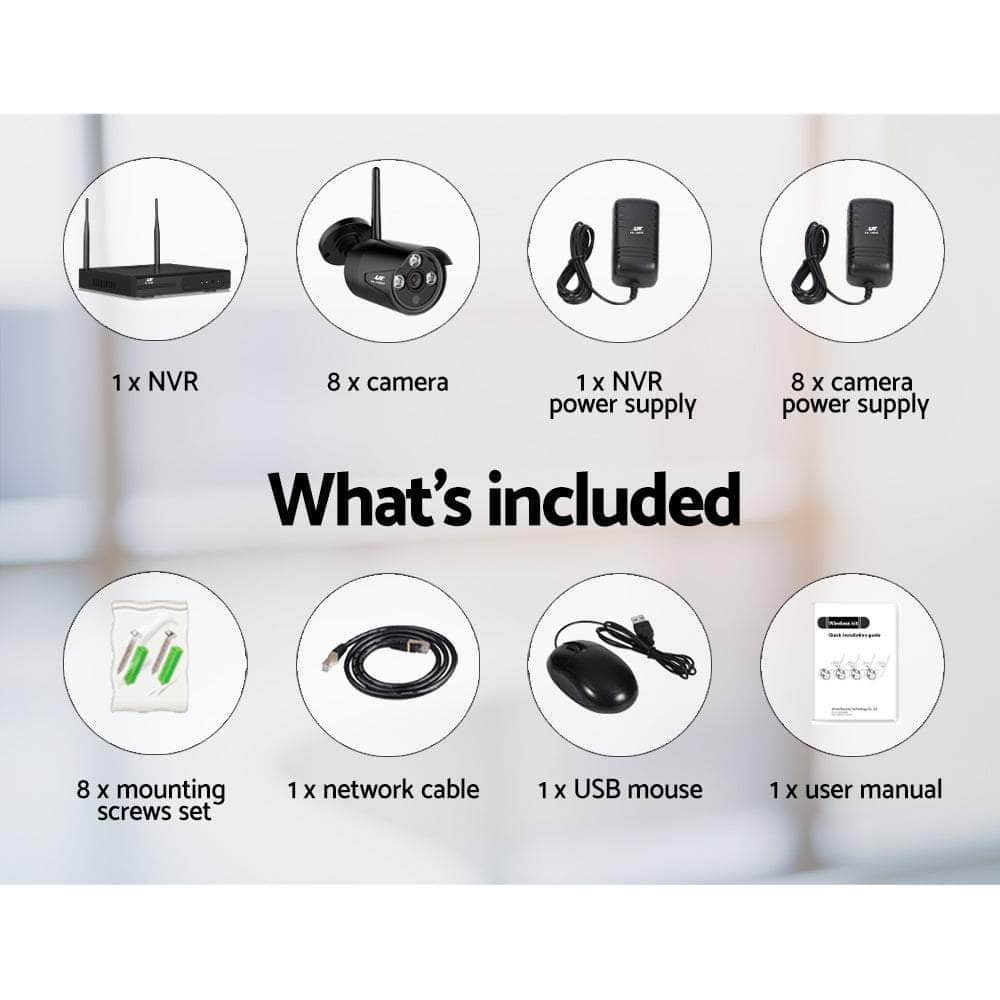 Wireless Cctv Security System 8Ch Nvr 3Mp 8 Bullet Cameras