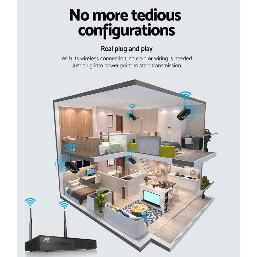 Wireless Cctv Security System 8Ch Nvr 3Mp 8 Bullet Cameras